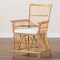 Baxton Studio Rose Modern Bohemian White Fabric Upholstered and Natural Brown Rattan Armchair 203-12634 - alternate 5